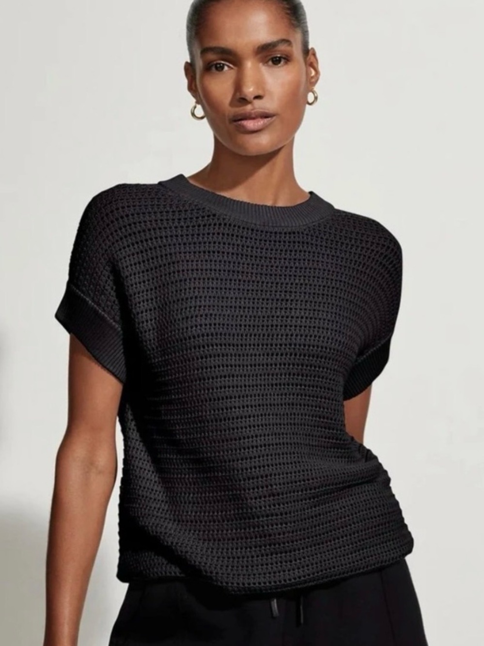 Varley Corvallis Open Knit Sweater Black Small